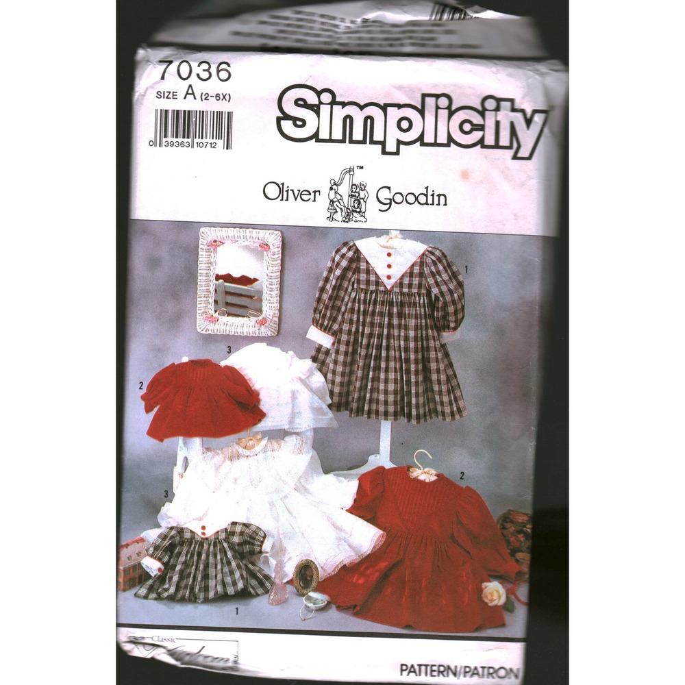 Simplicity 7036 Oliver Goodin Girls Dress Sewing Pattern 2-6X Classic Heirloom‎